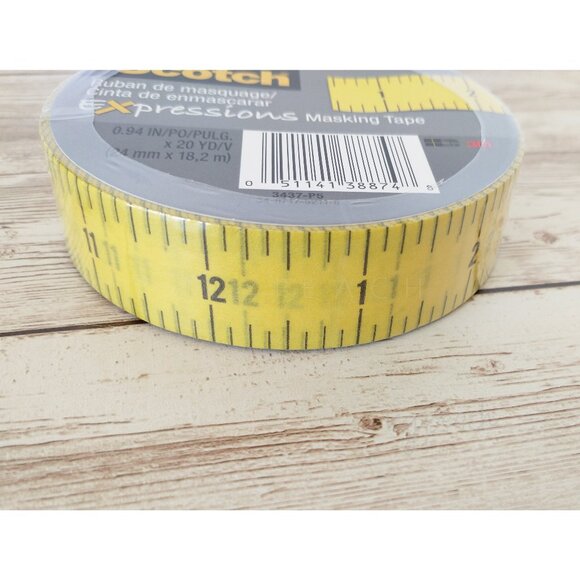 Scotch Expressions Ruler Masking Tape NIP 12” Increments Yellow 0.94” x 20 Yds - Picture 2 of 4